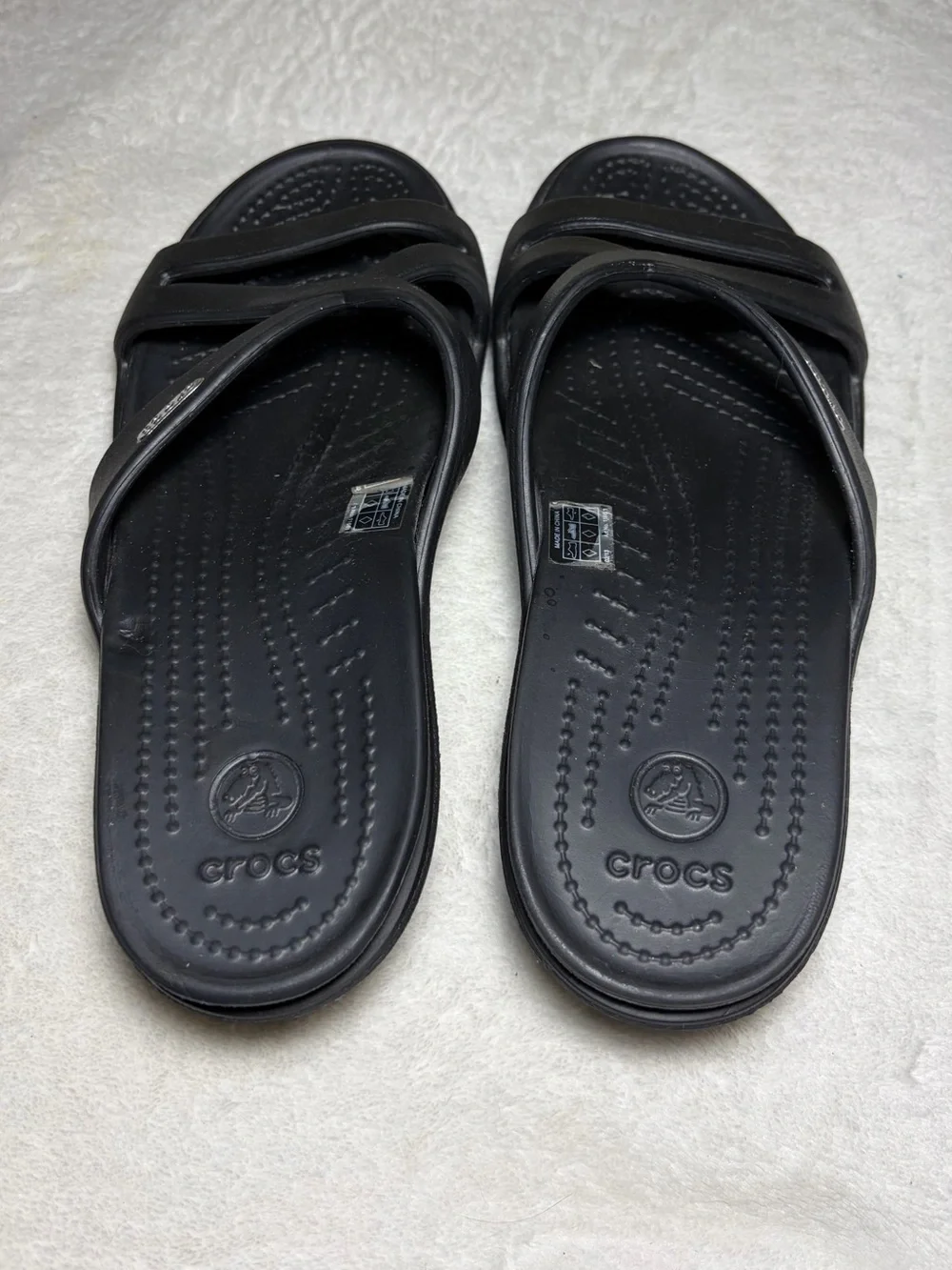 CROCS Men's Black Crosstrap Slip-On Sandals